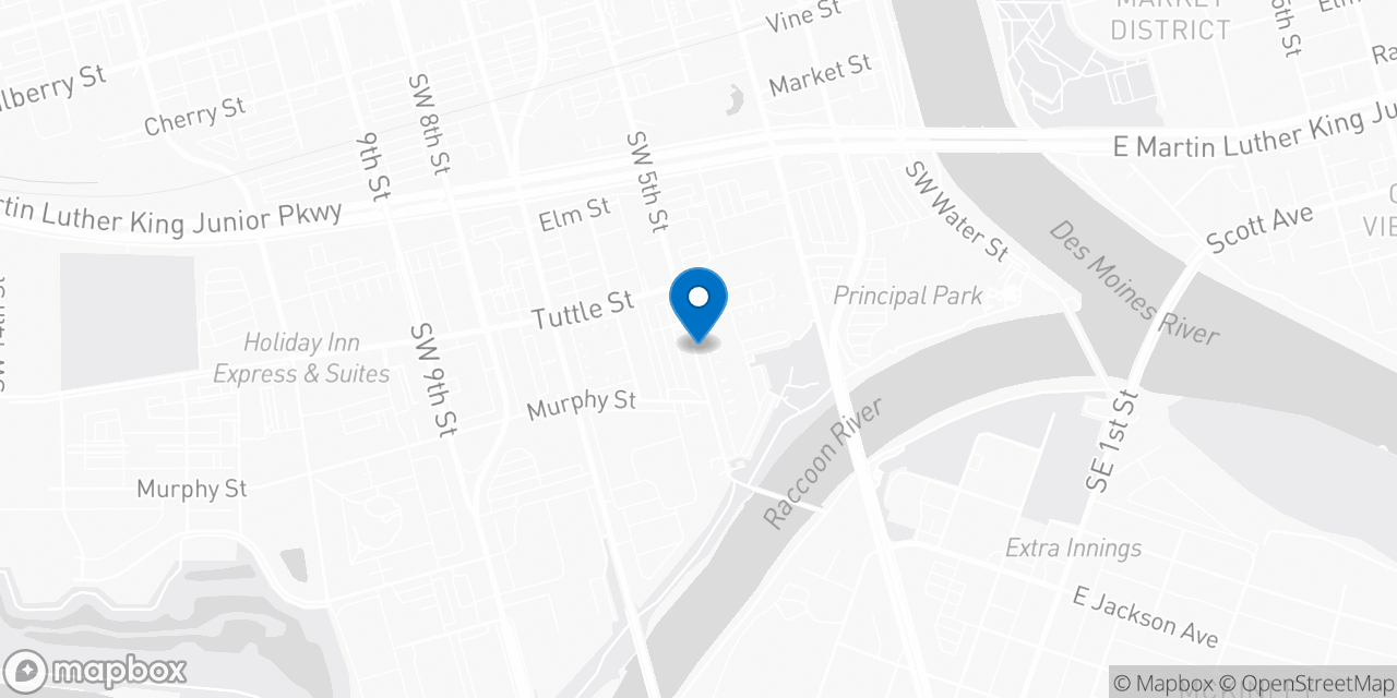 Map showing the location of the Social Security office in Des Moines, IA