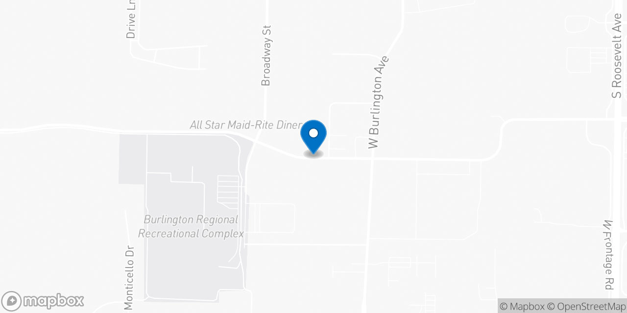 Map showing the location of the Social Security office in Burlington, IA