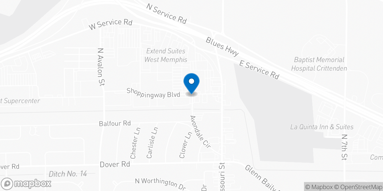 Map showing the location of the Social Security office in West Memphis, AR