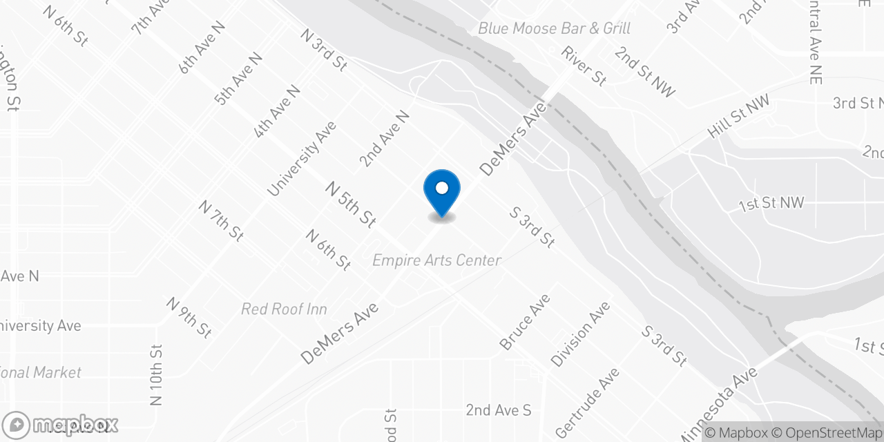 Map showing the location of the Social Security office in Grand Forks, ND