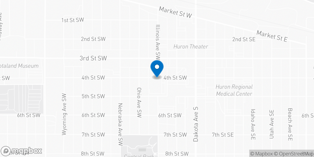 Map showing the location of the Social Security office in Huron, SD
