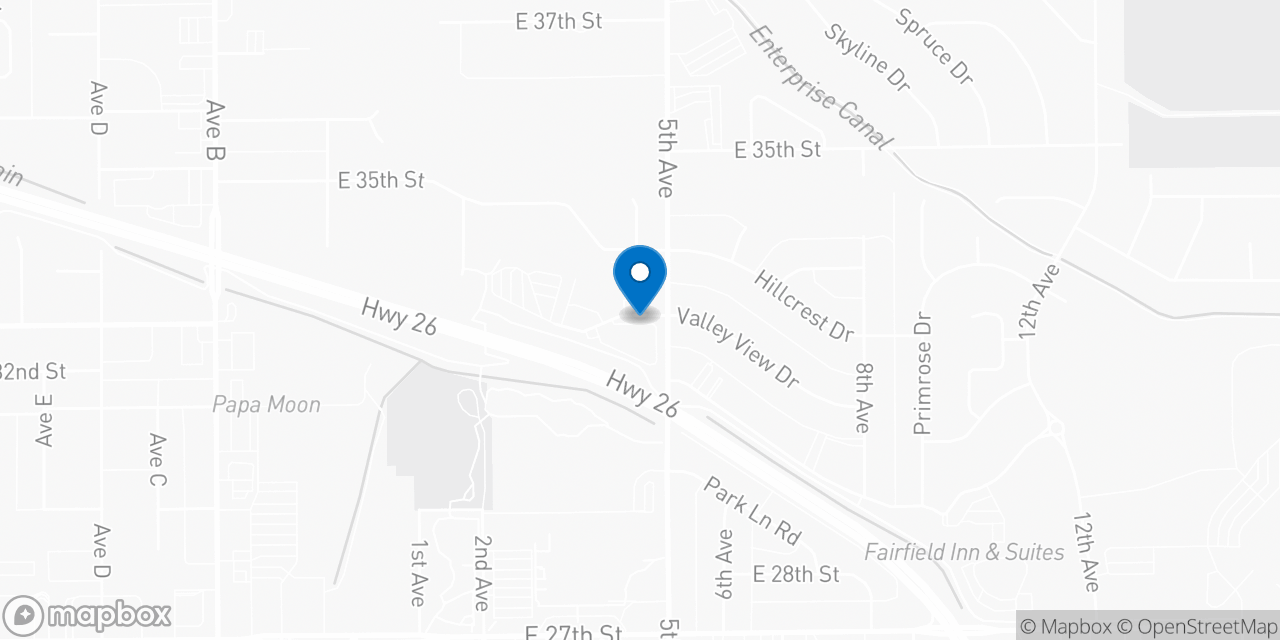 Map showing the location of the Social Security office in Scottsbluff, NE
