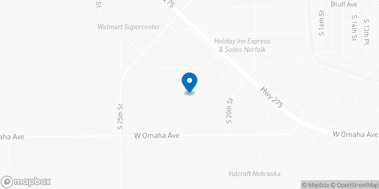 Map showing the location of the Social Security office in Norfolk, NE