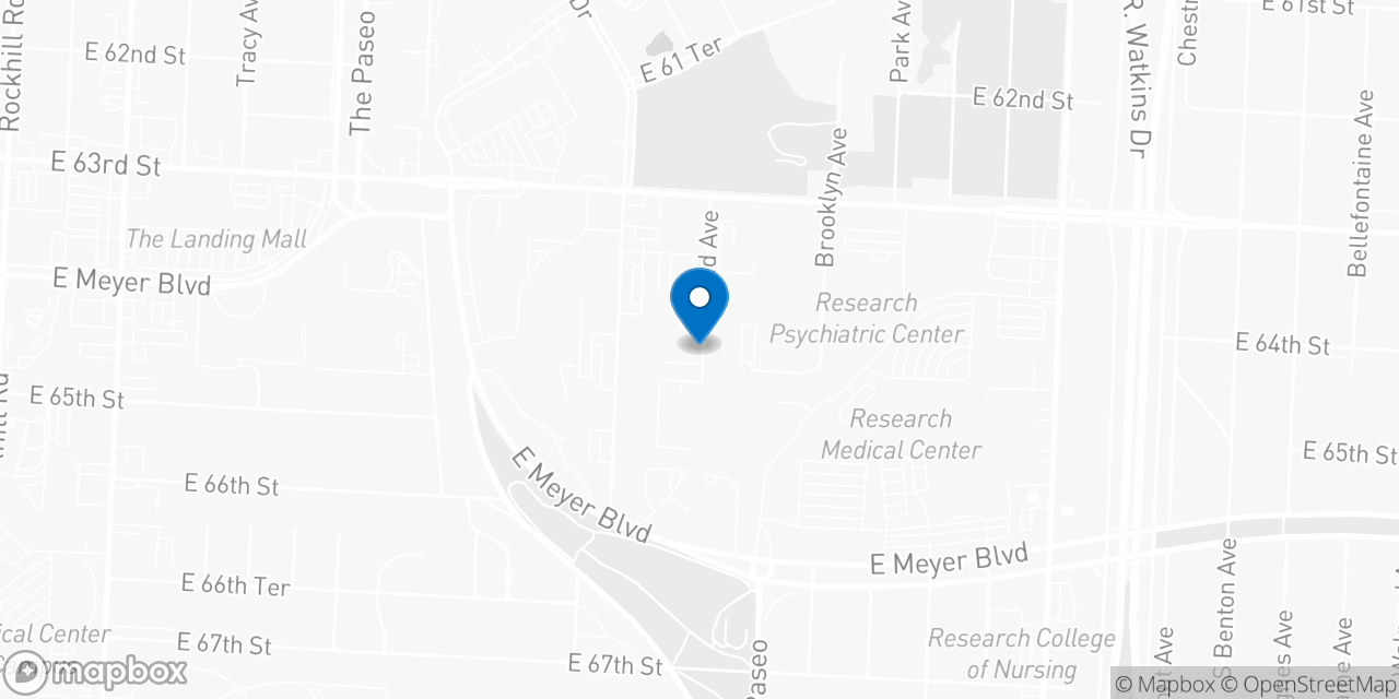Map showing the location of the Social Security office in Kansas City, MO