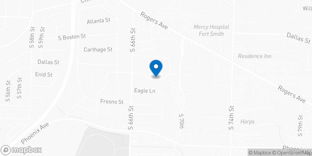 Map showing the location of the Social Security office in Ft Smith, AR