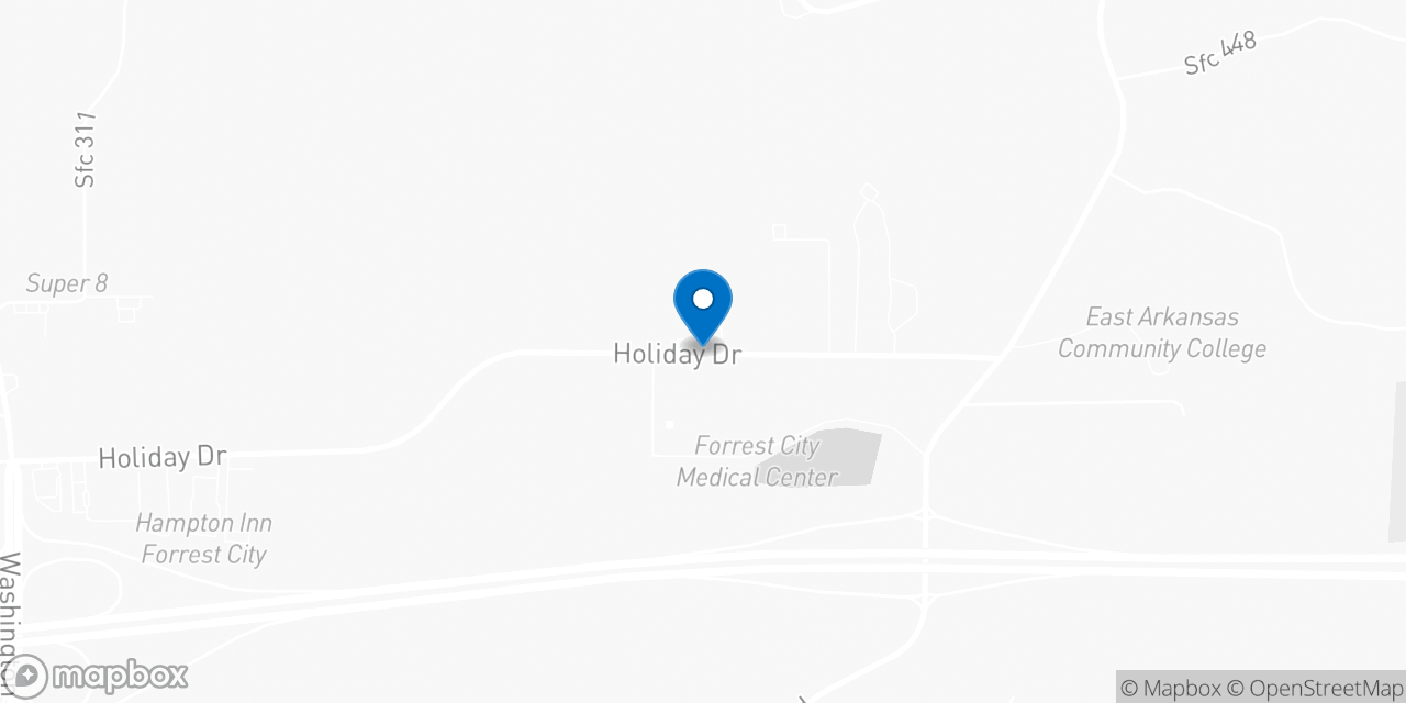 Map showing the location of the Social Security office in Forrest City, AR
