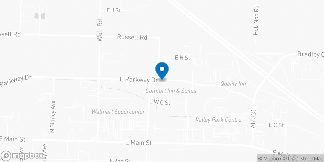 Map showing the location of the Social Security office in Russellville, AR