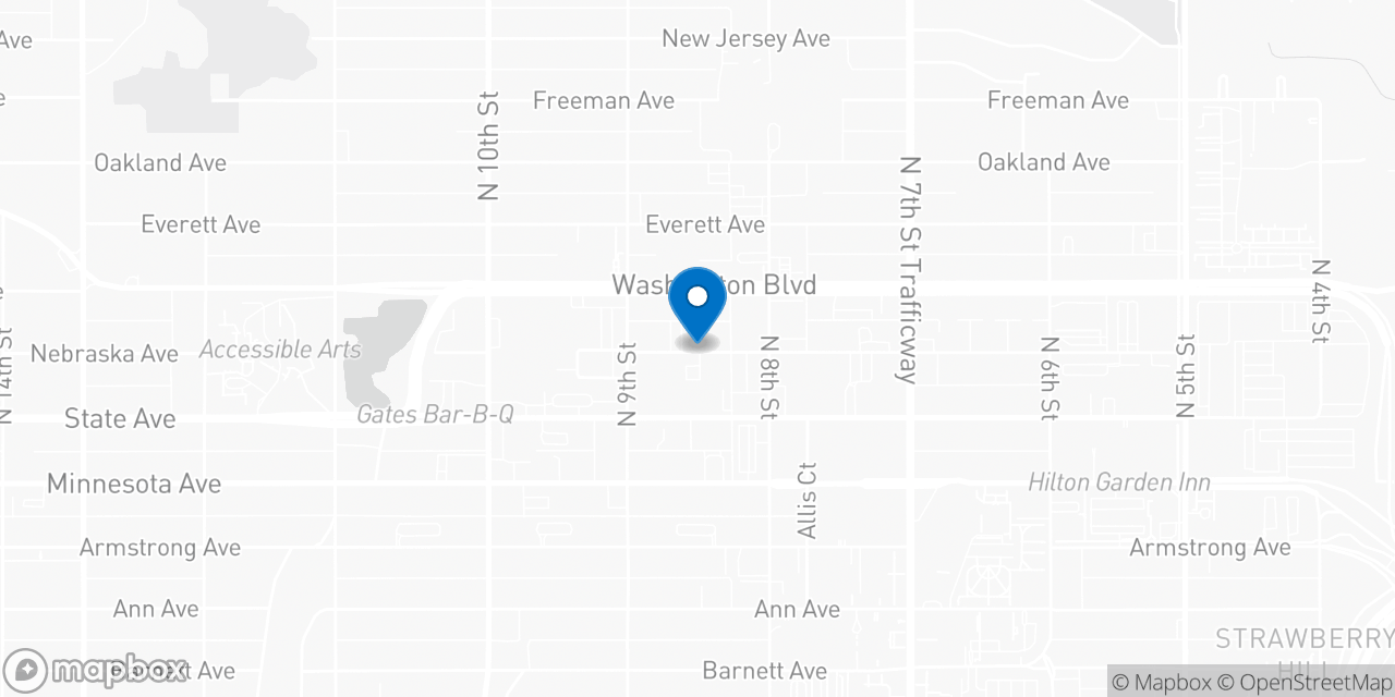 Map showing the location of the Social Security office in Kansas City, KS
