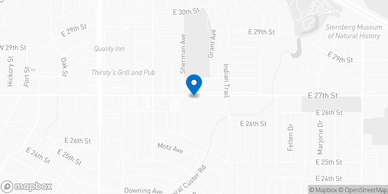 Map showing the location of the Social Security office in Hays, KS