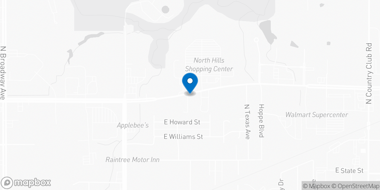 Map showing the location of the Social Security office in Ada, OK
