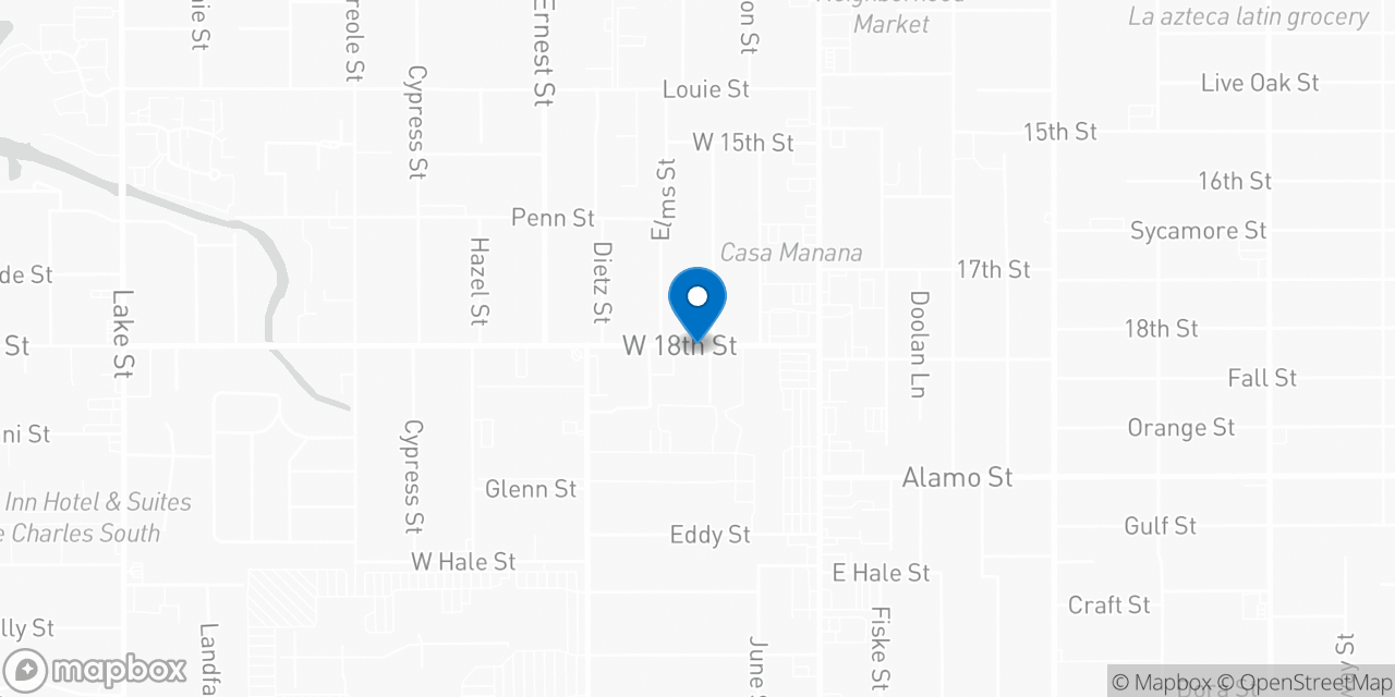 Map showing the location of the Social Security office in Lake Charles, LA
