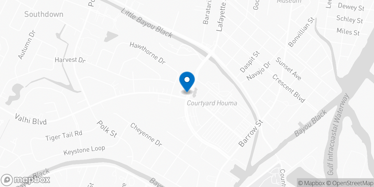 Map showing the location of the Social Security office in Houma, LA