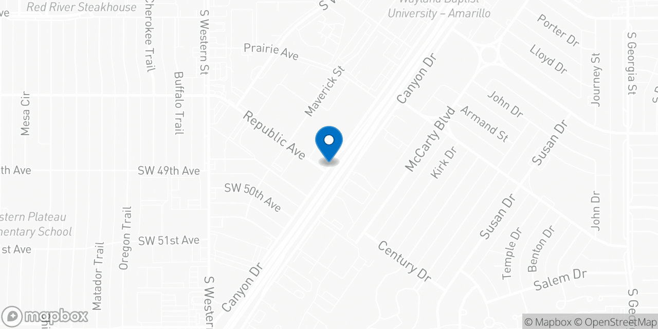 Map showing the location of the Social Security office in Amarillo, TX