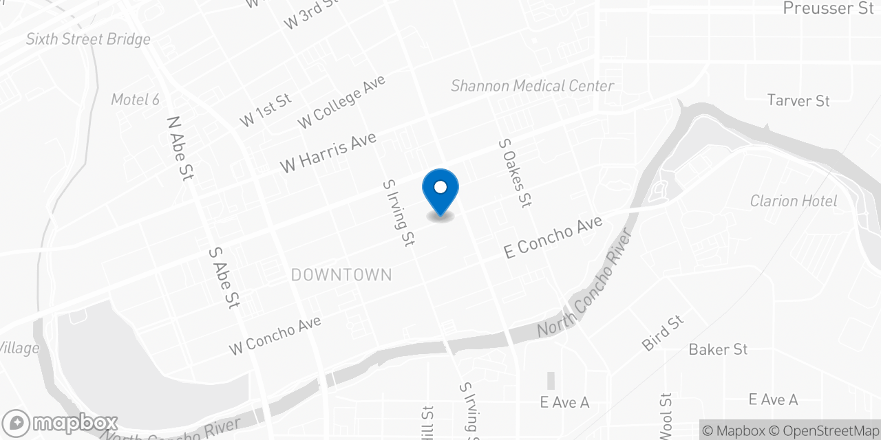 Map showing the location of the Social Security office in San Angelo, TX