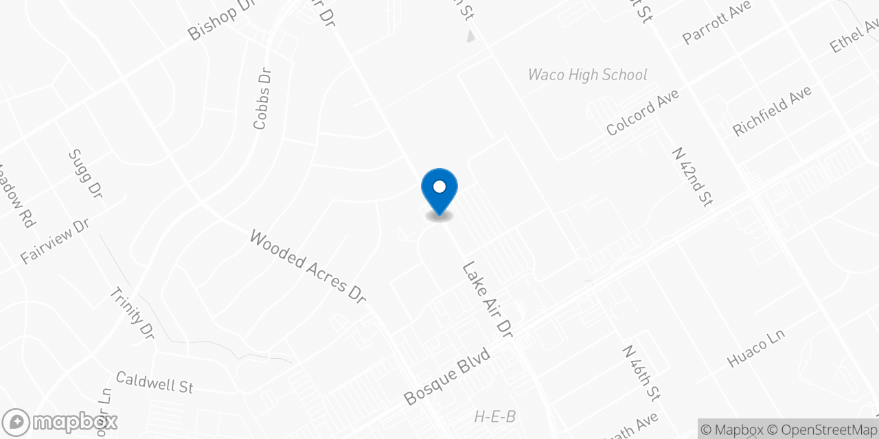 Map showing the location of the Social Security office in Waco, TX