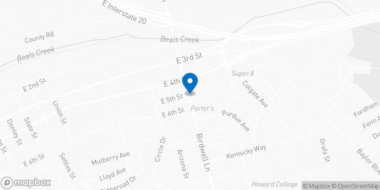Map showing the location of the Social Security office in Big Spring, TX
