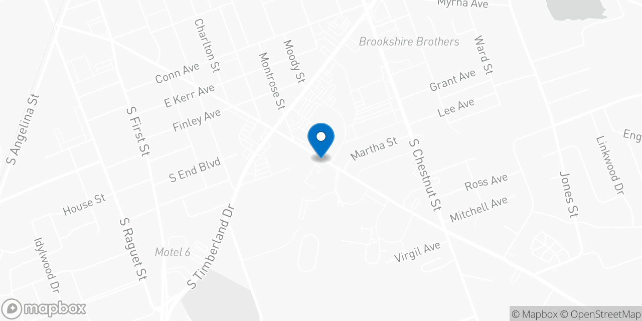 Map showing the location of the Social Security office in Lufkin, TX