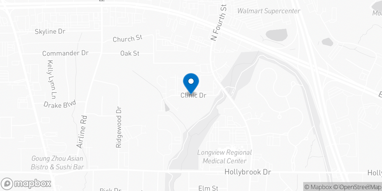 Map showing the location of the Social Security office in Longview, TX