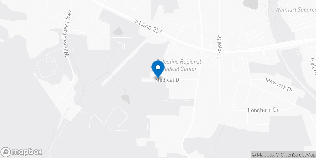 Map showing the location of the Social Security office in Palestine, TX