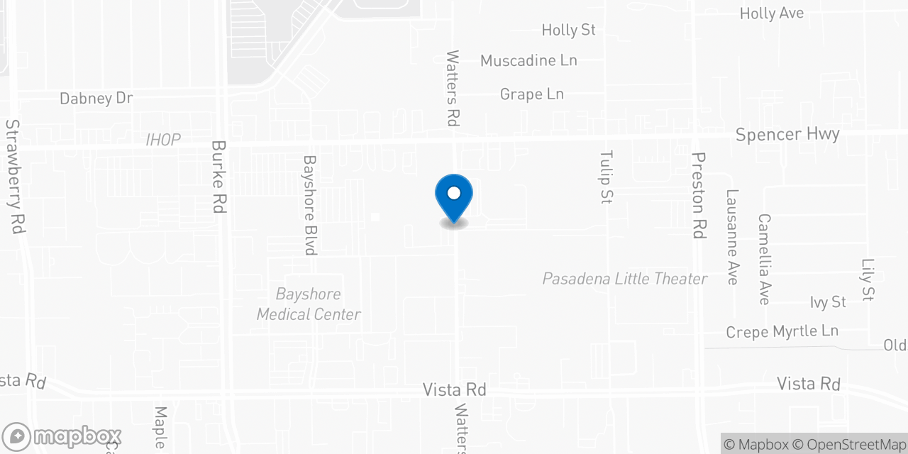 Map showing the location of the Social Security office in Pasadena, TX