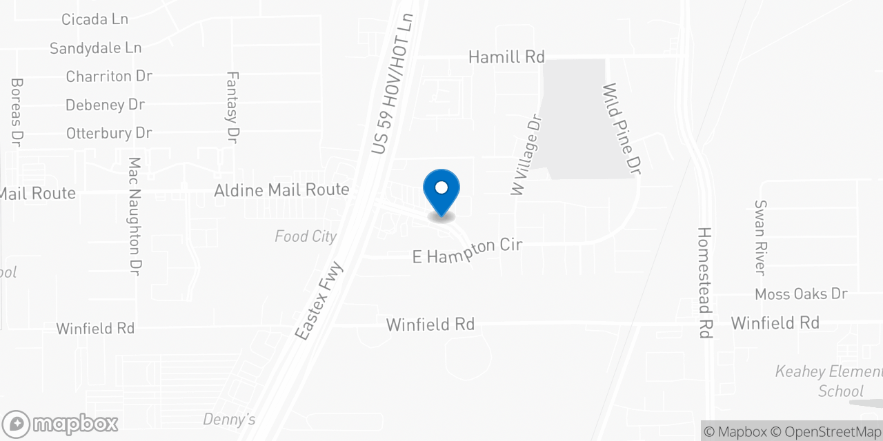 Map showing the location of the Social Security office in Houston, TX