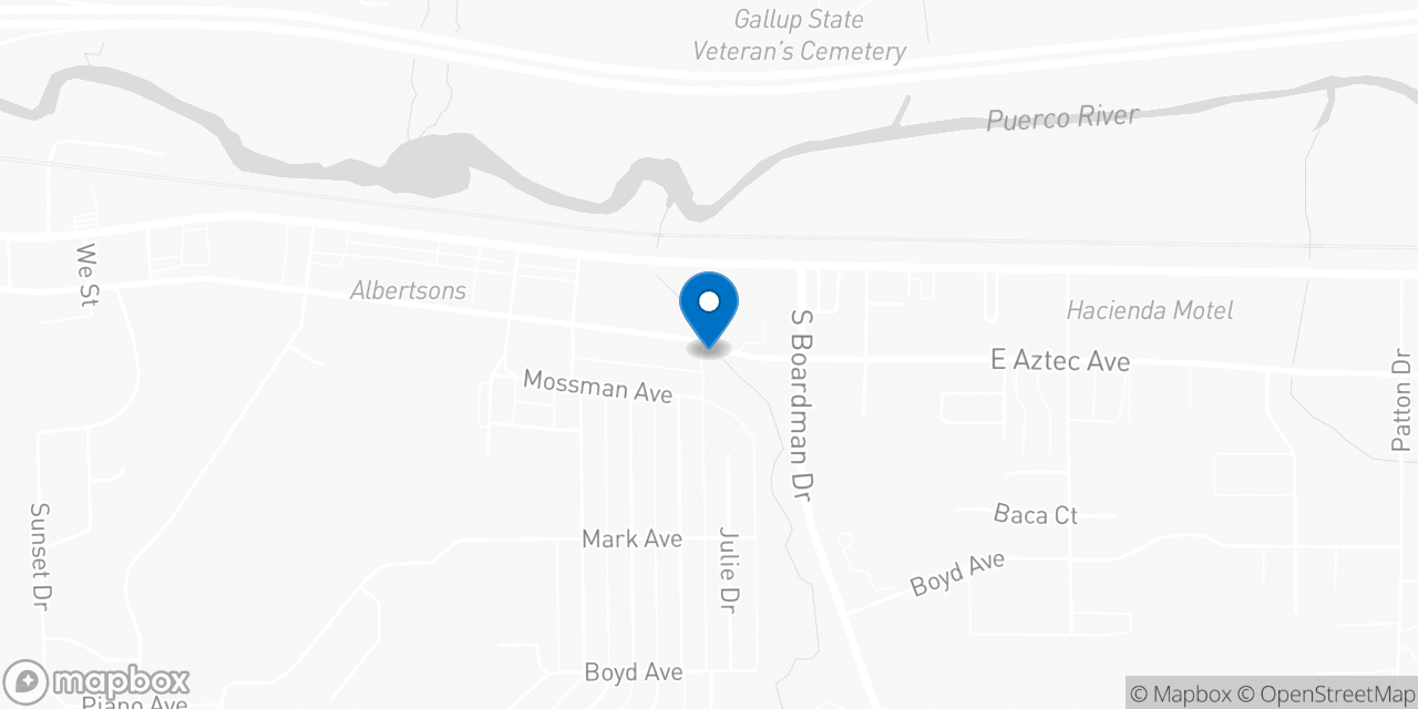 Map showing the location of the Social Security office in Gallup, NM