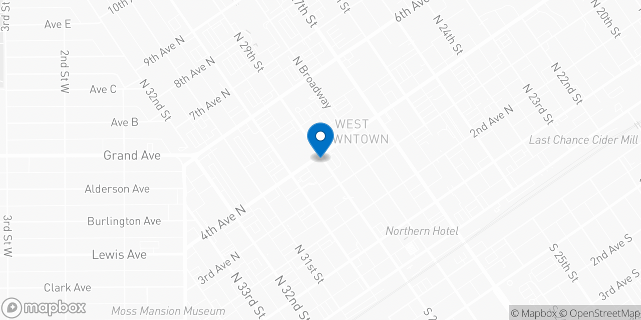 Map showing the location of the Social Security office in Billings, MT