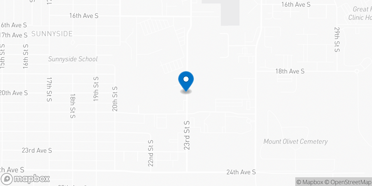 Map showing the location of the Social Security office in Great Falls, MT