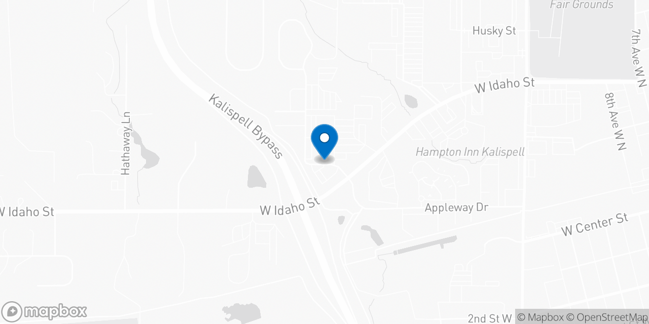 Map showing the location of the Social Security office in Kalispell, MT