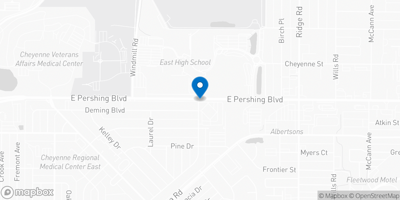Map showing the location of the Social Security office in Cheyenne, WY