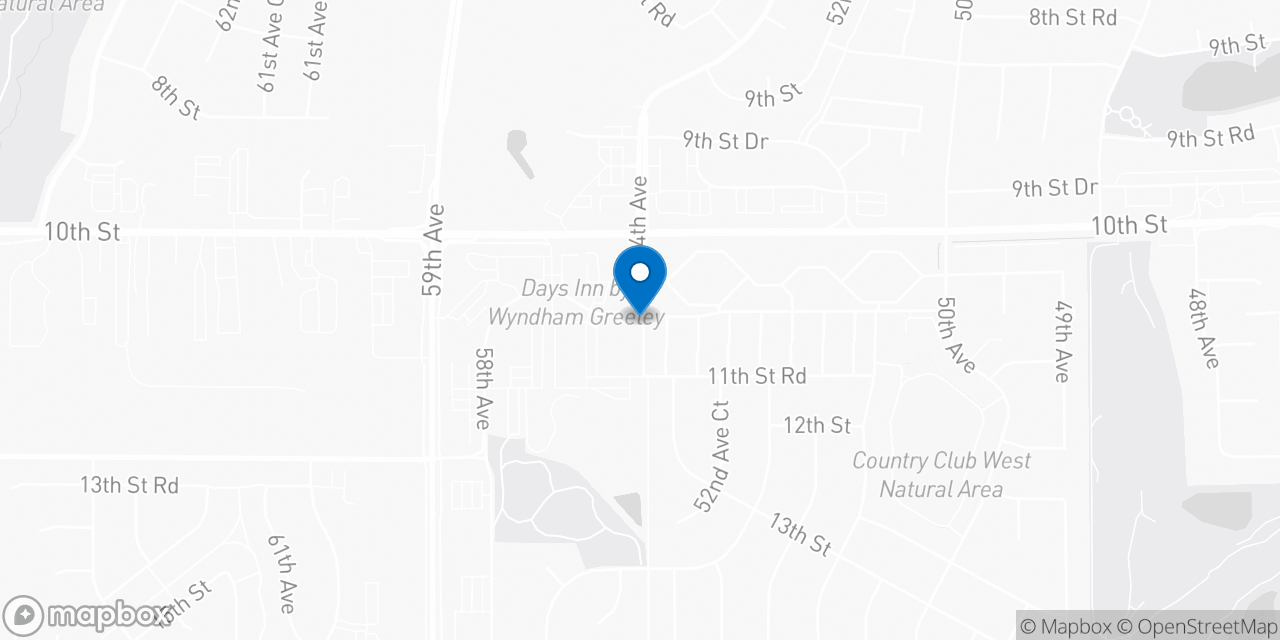 Map showing the location of the Social Security office in Greeley, CO