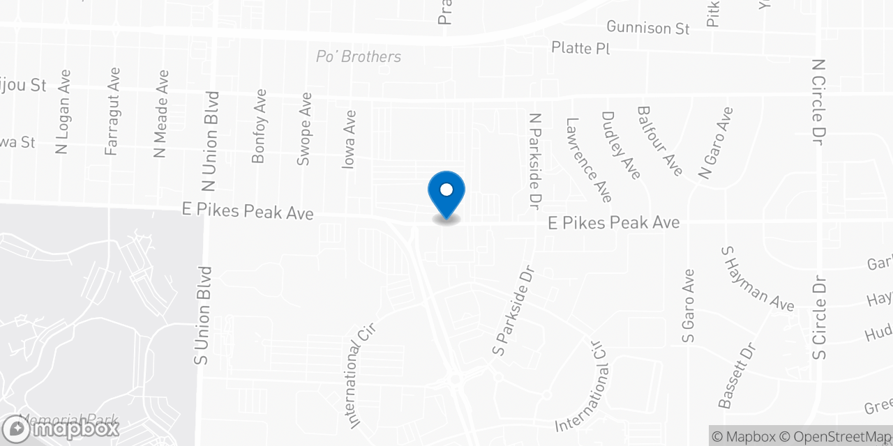 Map showing the location of the Social Security office in Colorado Springs, CO