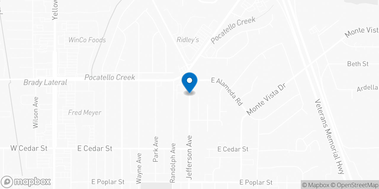 Map showing the location of the Social Security office in Pocatello, ID