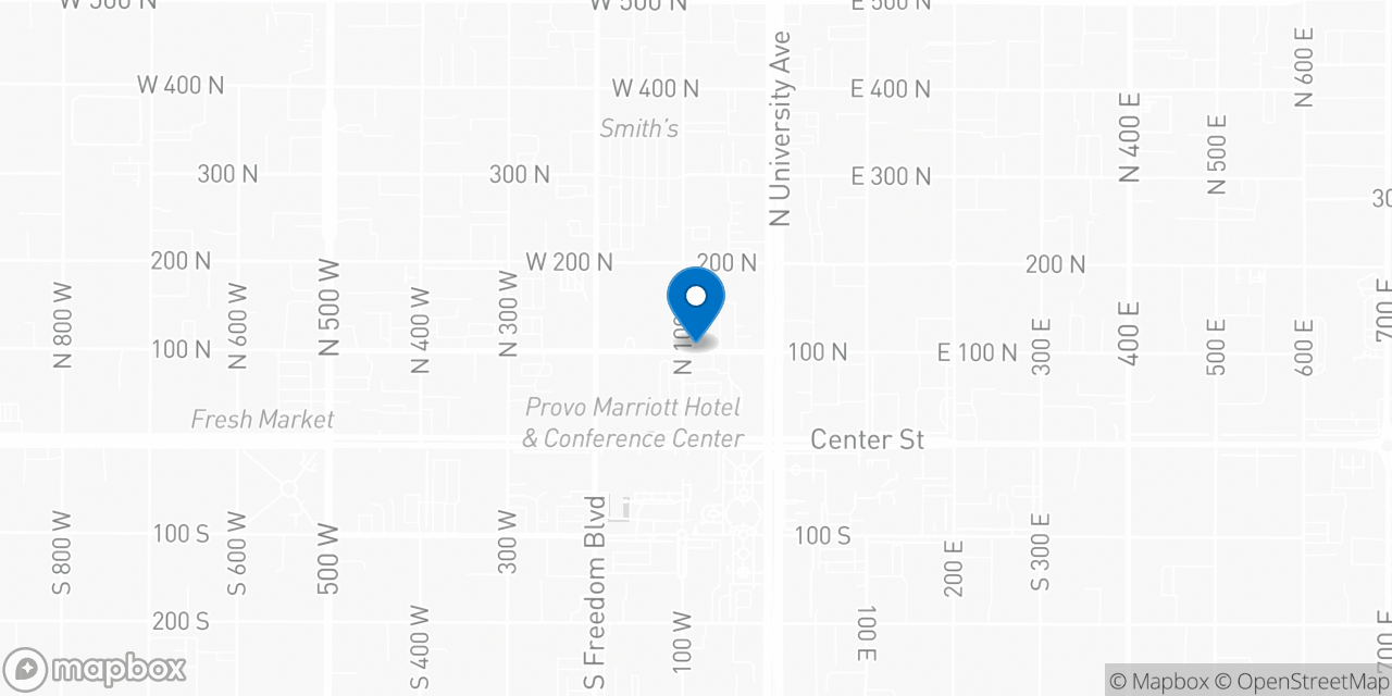 Map showing the location of the Social Security office in Provo, UT