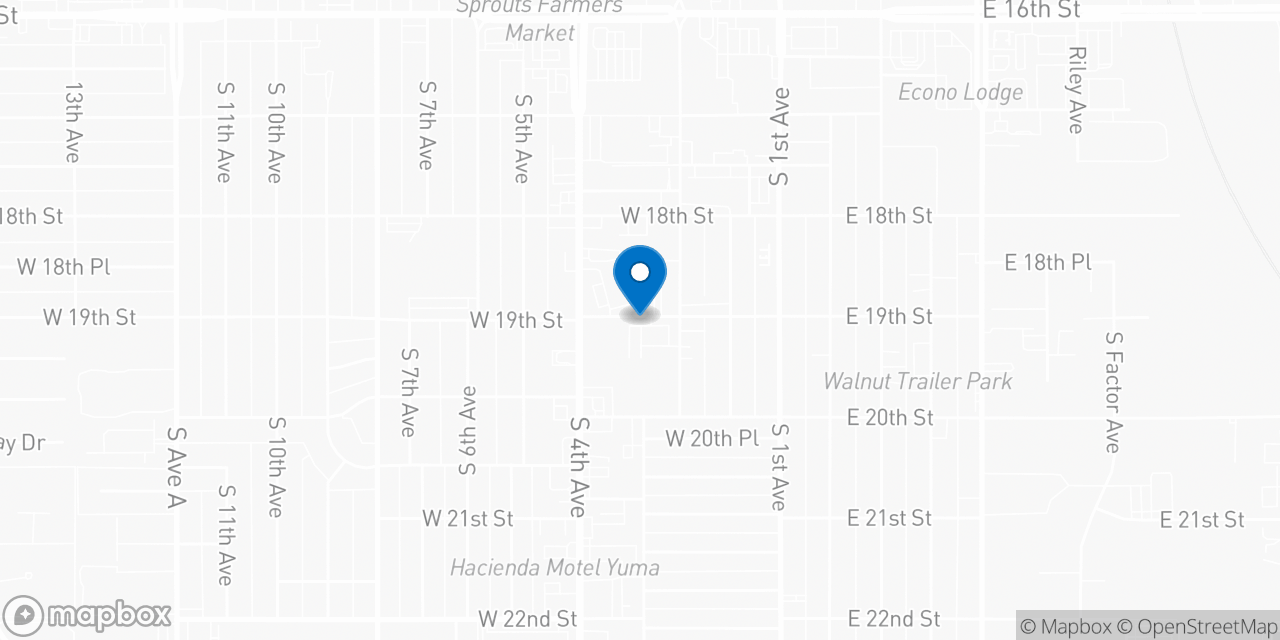 Map showing the location of the Social Security office in Yuma, AZ