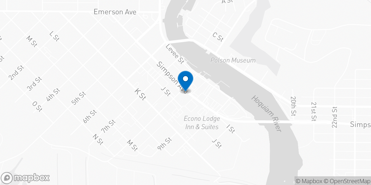 Map showing the location of the Social Security office in Hoquiam, WA