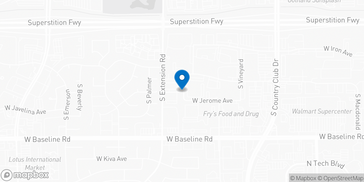 Map showing the location of the Social Security office in Mesa, AZ