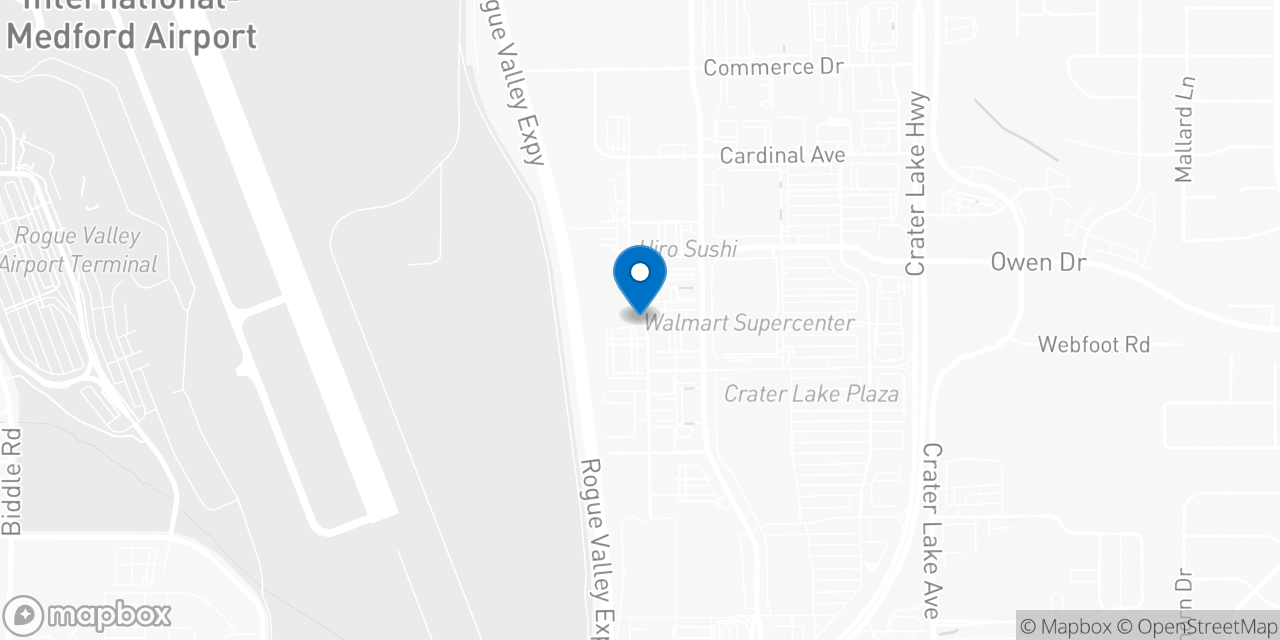 Map showing the location of the Social Security office in Medford, OR