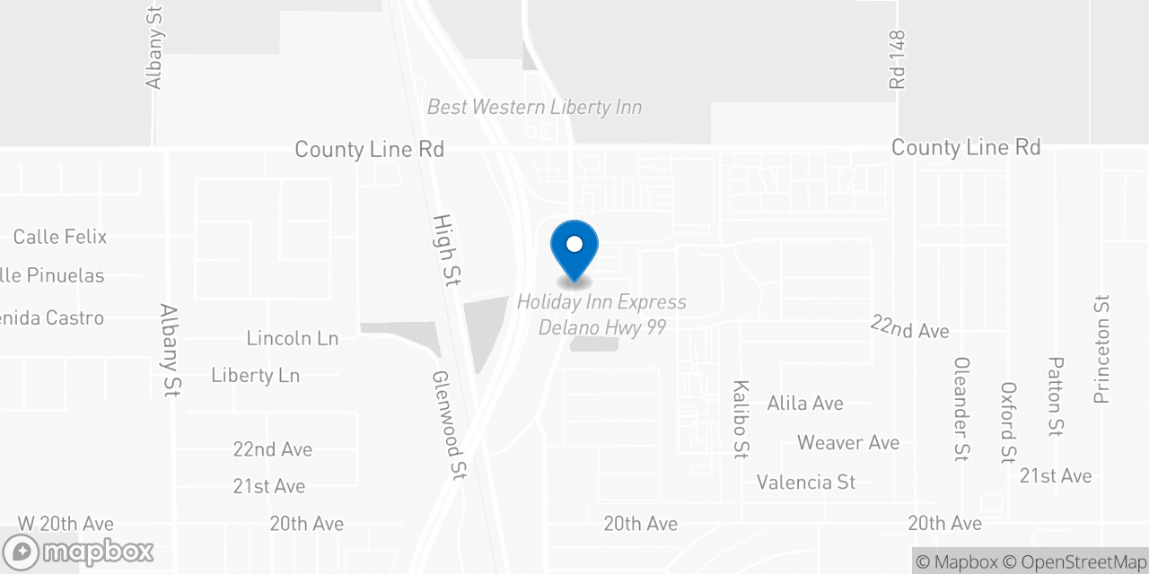 Map showing the location of the Social Security office in Delano, CA