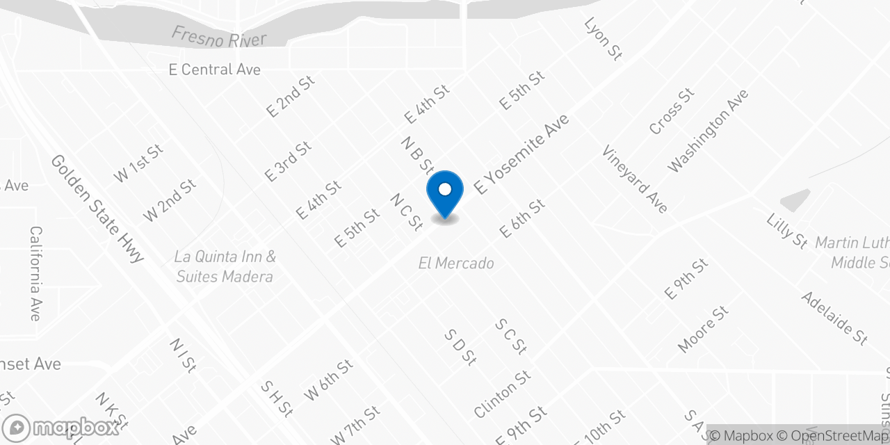 Map showing the location of the Social Security office in Madera, CA
