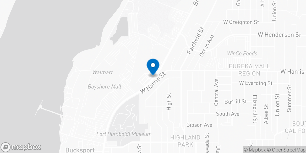 Map showing the location of the Social Security office in Eureka, CA