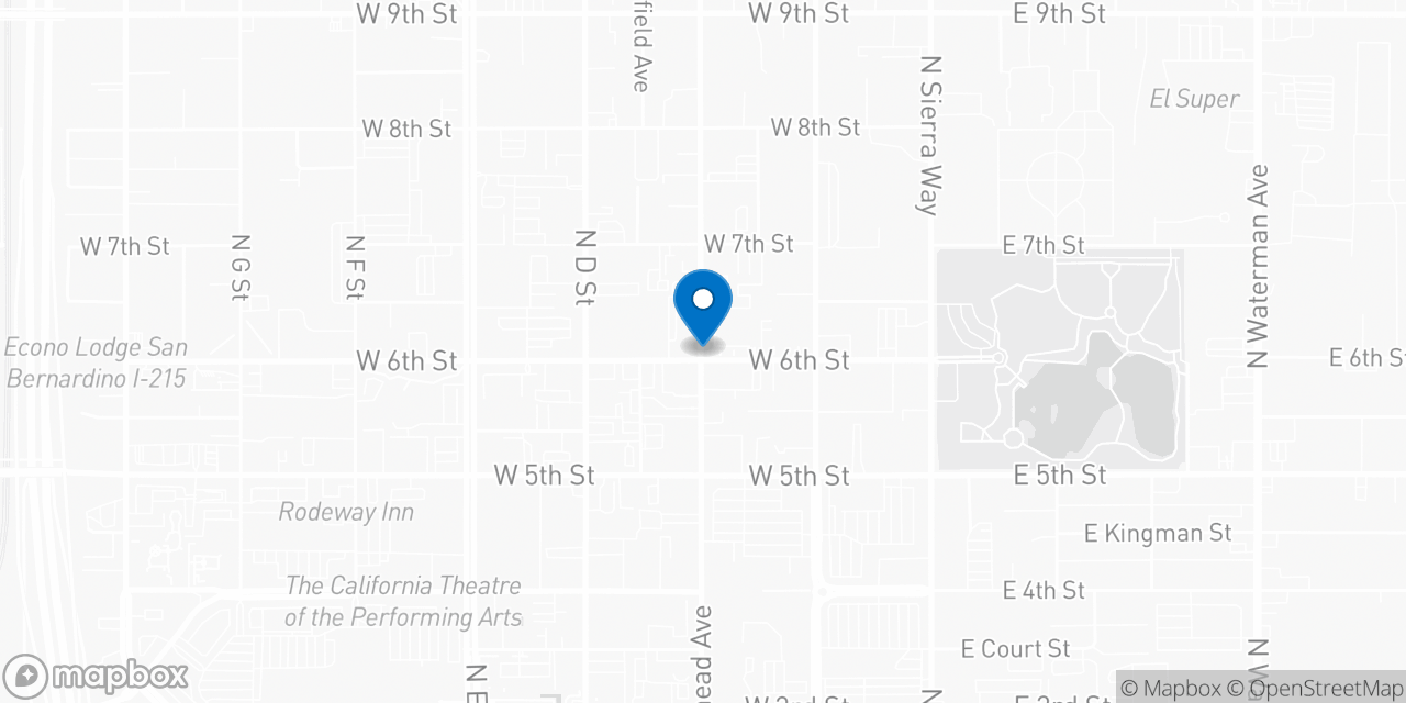 Map showing the location of the Social Security office in San Bernardino, CA