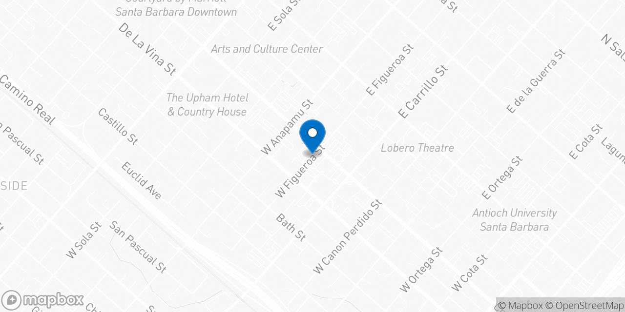 Map showing the location of the Social Security office in Santa Barbara, CA