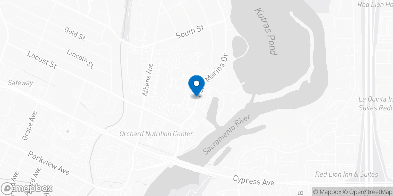 Map showing the location of the Social Security office in Redding, CA