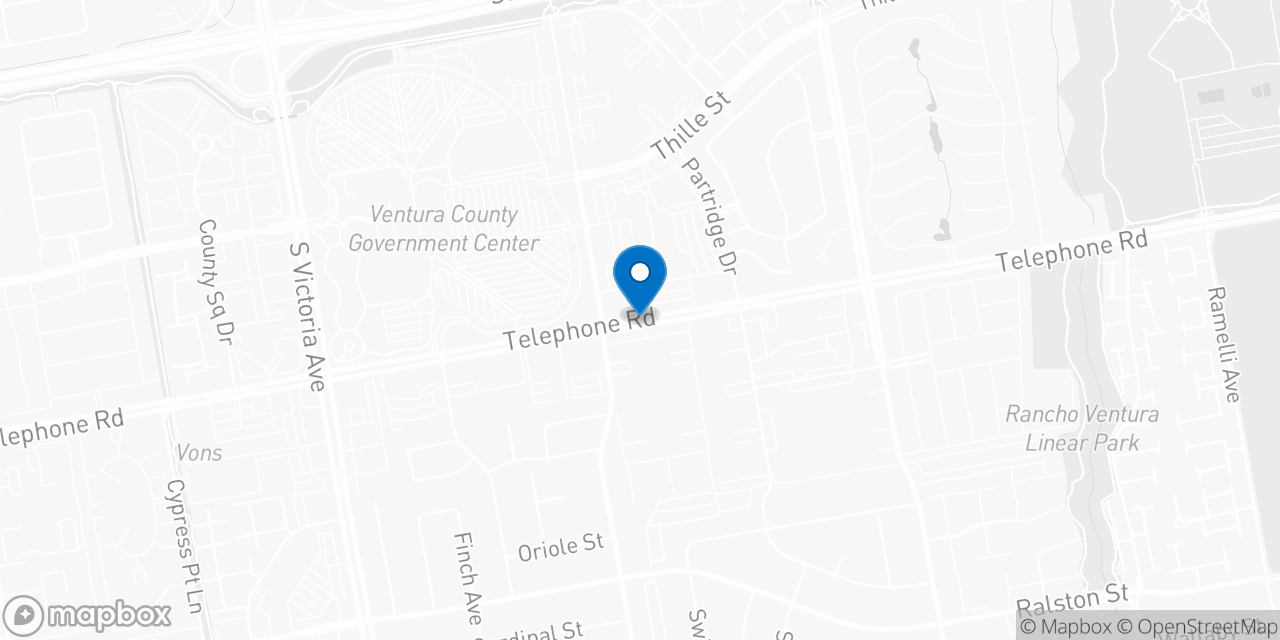 Map showing the location of the Social Security office in Ventura, CA