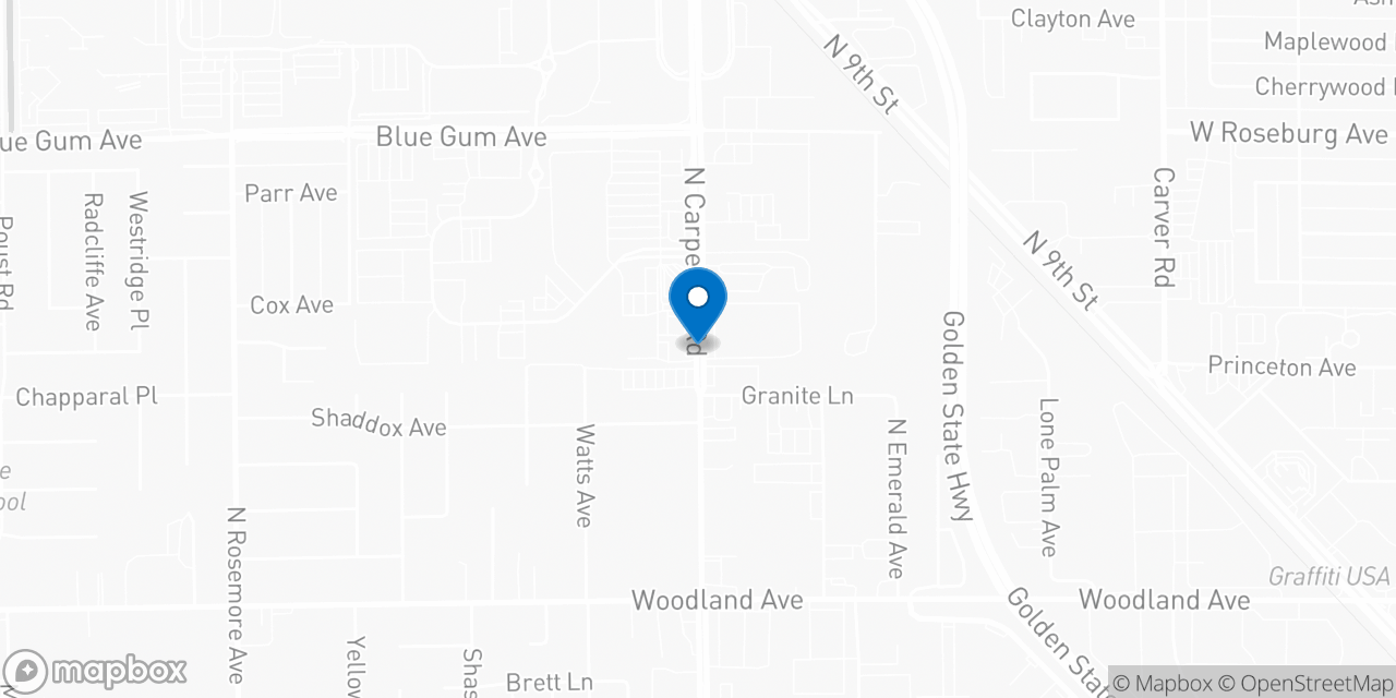 Map showing the location of the Social Security office in Modesto, CA