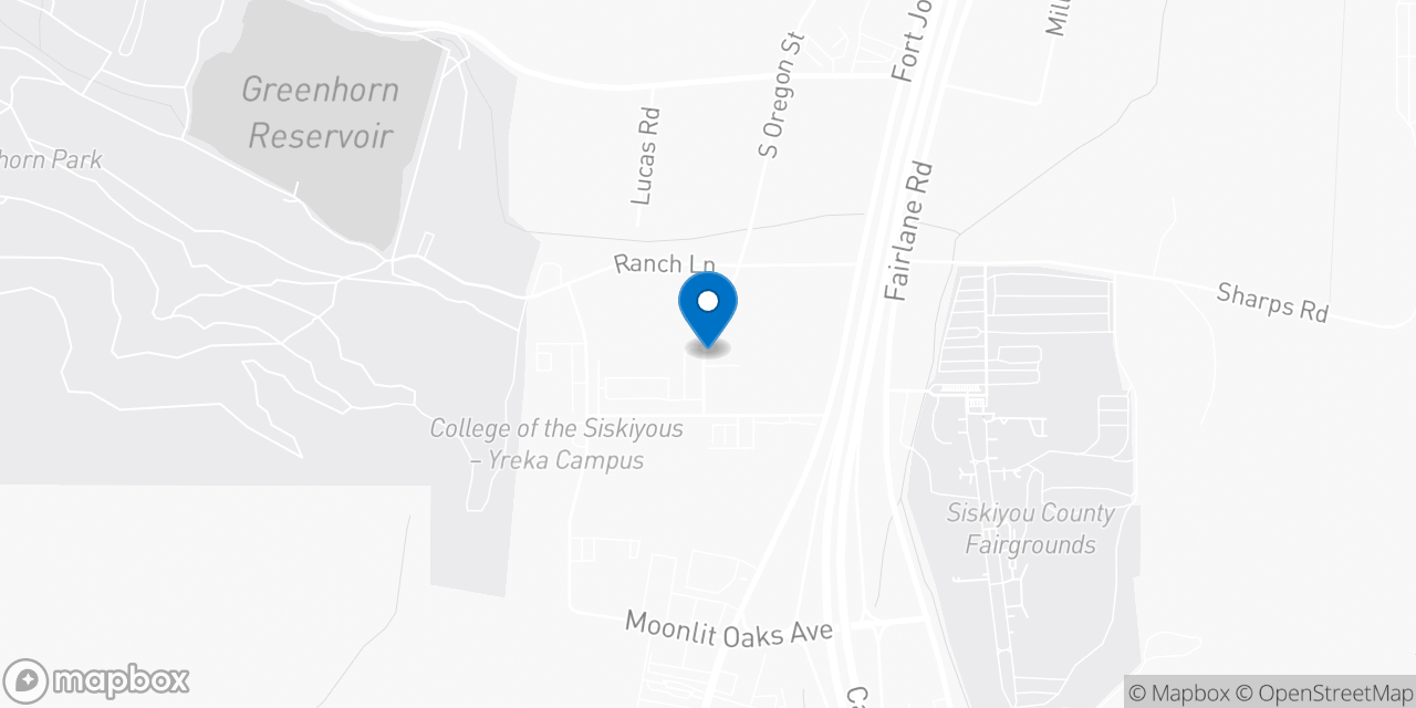 Map showing the location of the Social Security office in Yreka, CA