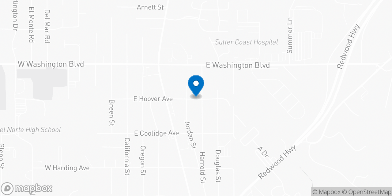 Map showing the location of the Social Security office in Crescent City, CA