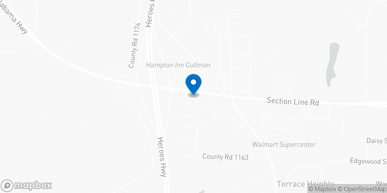 Map showing the location of the Social Security office in Cullman, AL