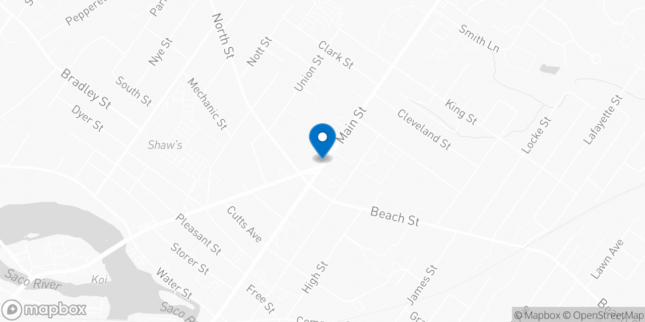 Map showing the location of the Social Security office in Saco, ME